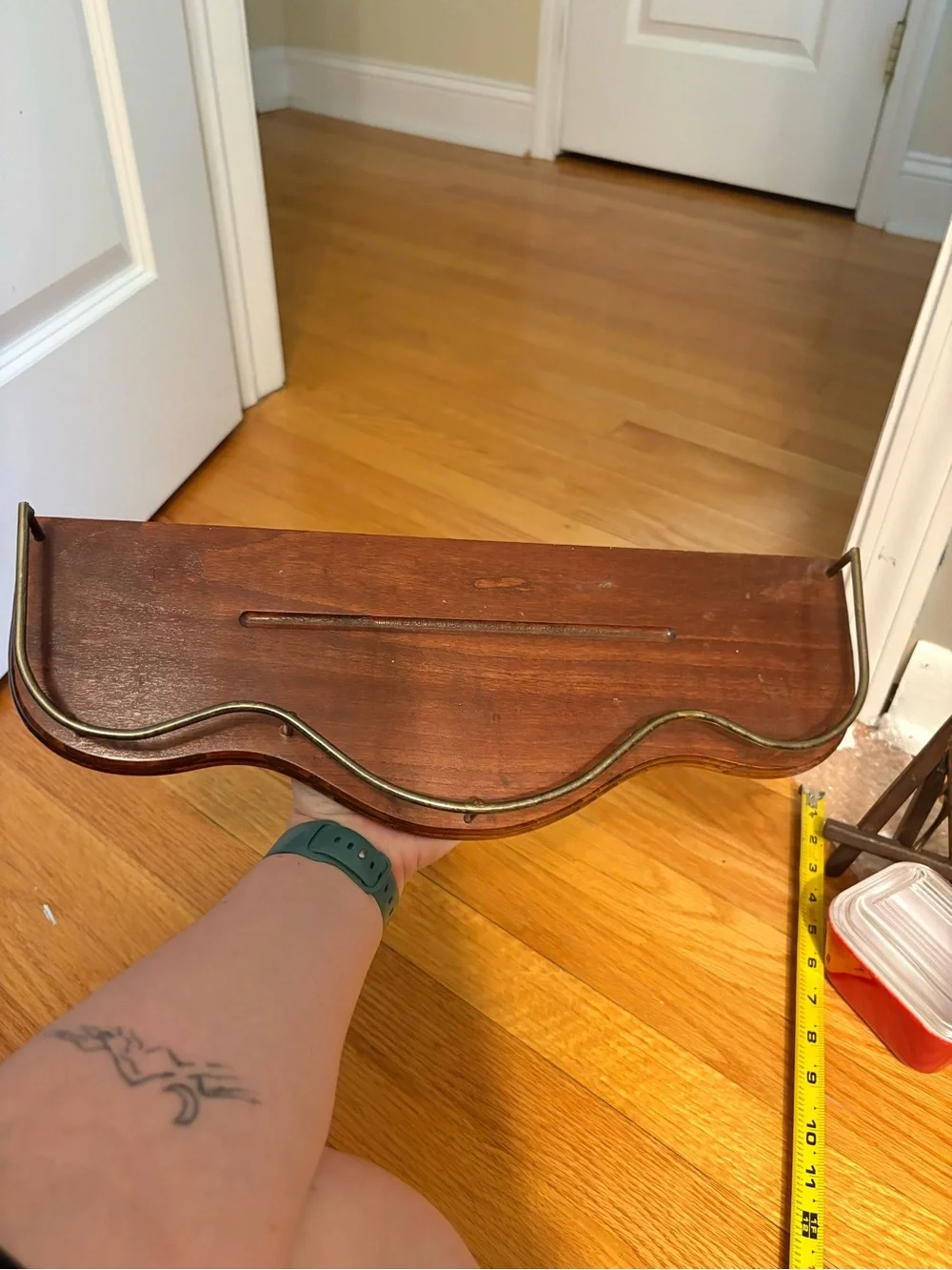 Wood and Metal Wall Shelf in Dark Brown